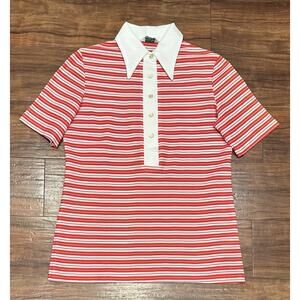 Vintage Alex Coleman Striped Polo Top Women’s Small Red White 70s 80s Knit
